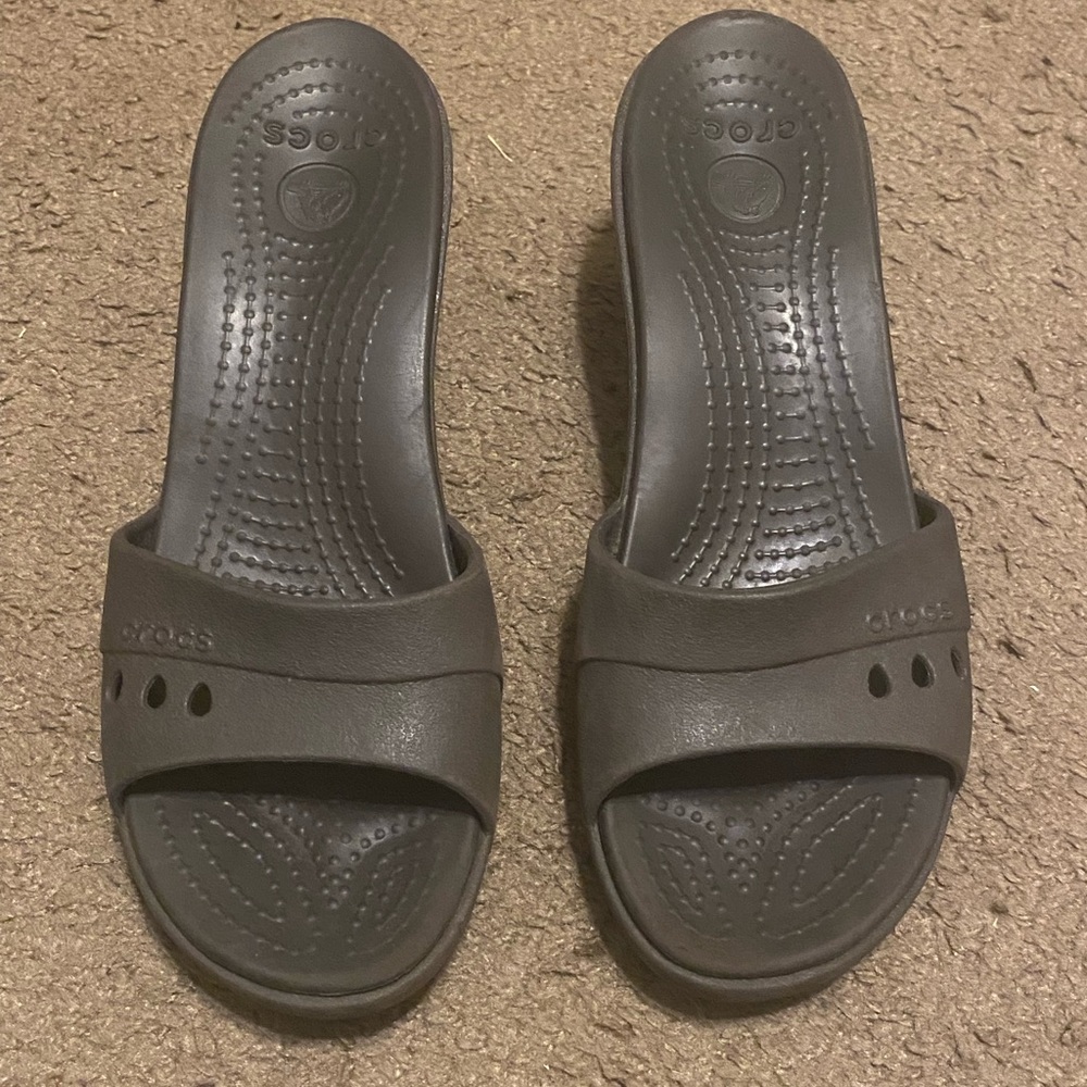 Womens Crocs Sassari Brown Sandals Wedges Open Toe Slide Size 9‎